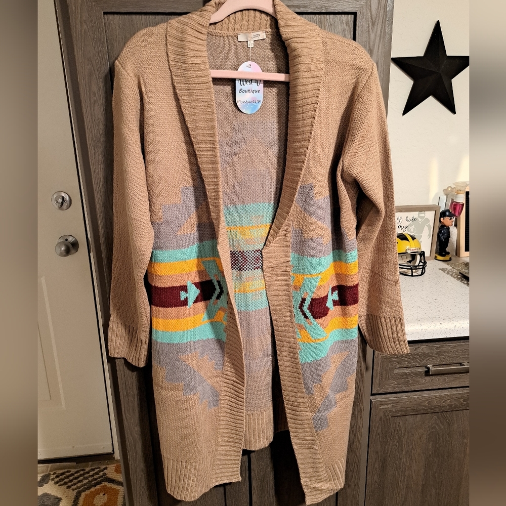 New Aztec / Tribal Mocha cardigan see pics
